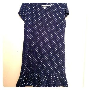 Lands end blue polka dot dress